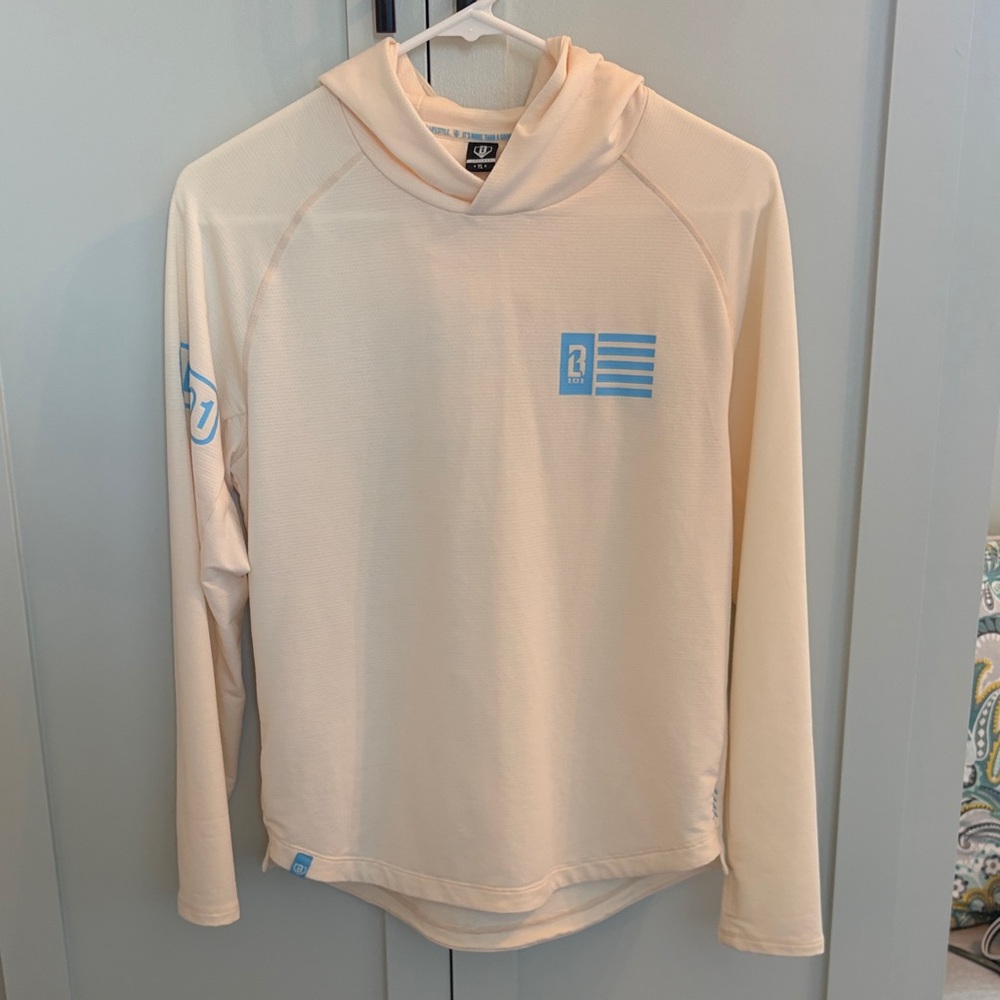 Baseball Lifestyle 101 Cream Hoodie with Blue Accents